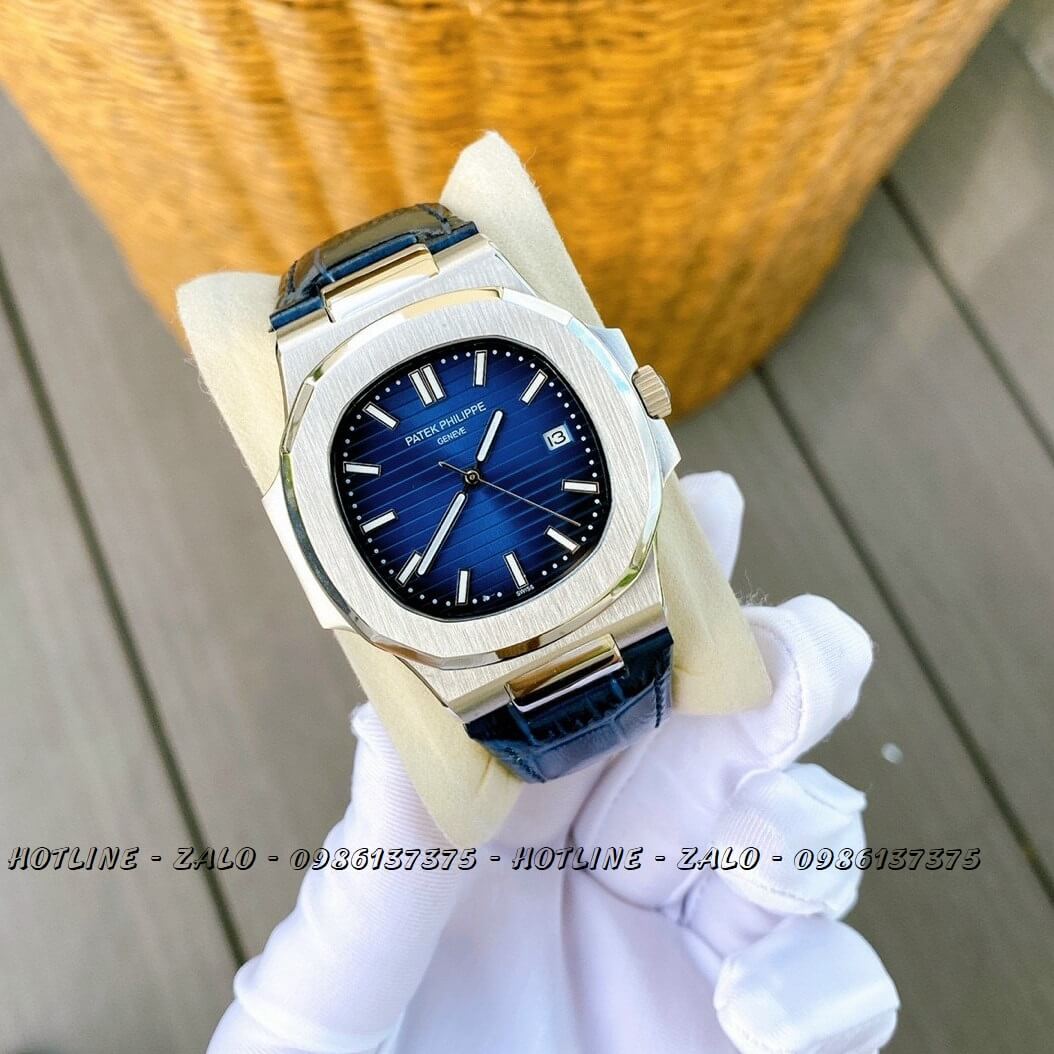 Đồng Hồ Patek Philippe Nam Automatic Dây Da Xanh 42mm