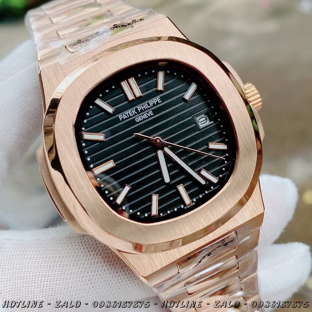 Đồng Hồ Nam Patek Philippe Automatic Rose Gold Mặt Đen 42mm