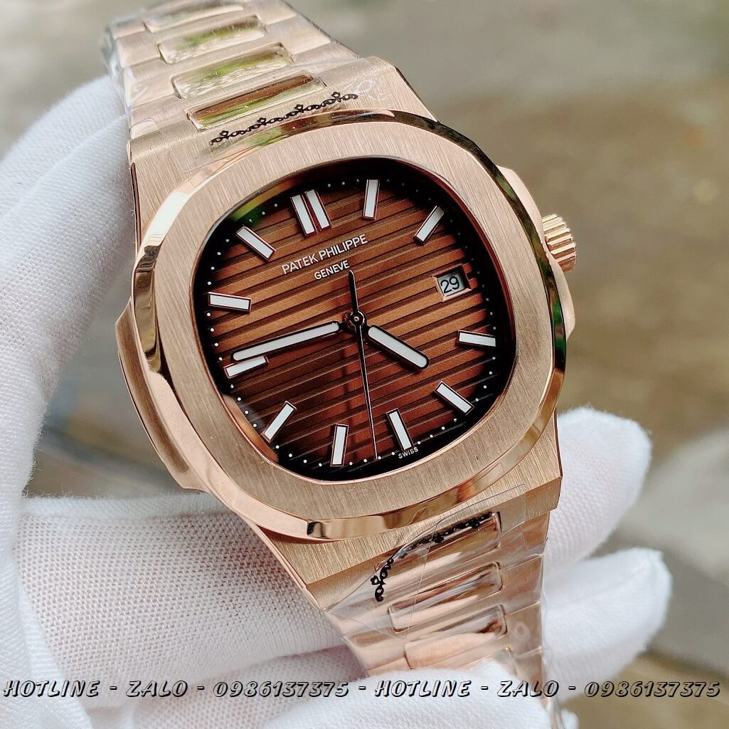 Đồng Hồ Nam Patek Philippe Automatic Rose Gold Mặt Nâu 42mm