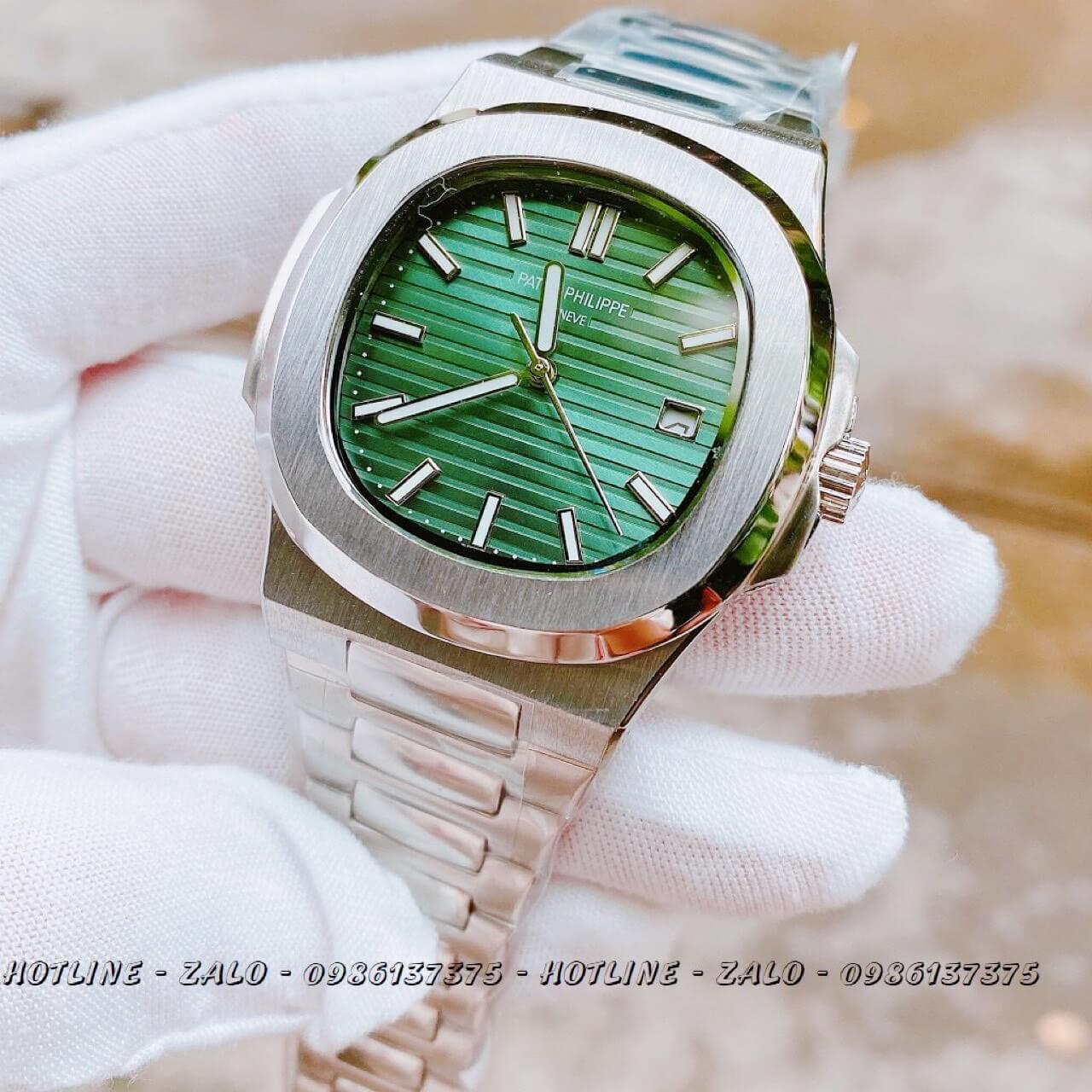 Đồng Hồ Patek Philippe Automatic Bạc Mặt Xanh Lá 40mm