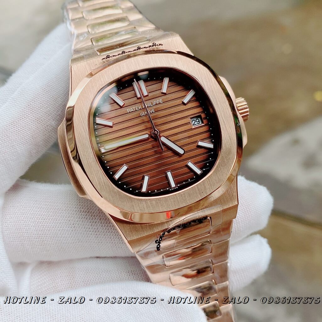 Đồng Hồ Nam Patek Philippe Automatic Rose Gold Mặt Nâu 42mm