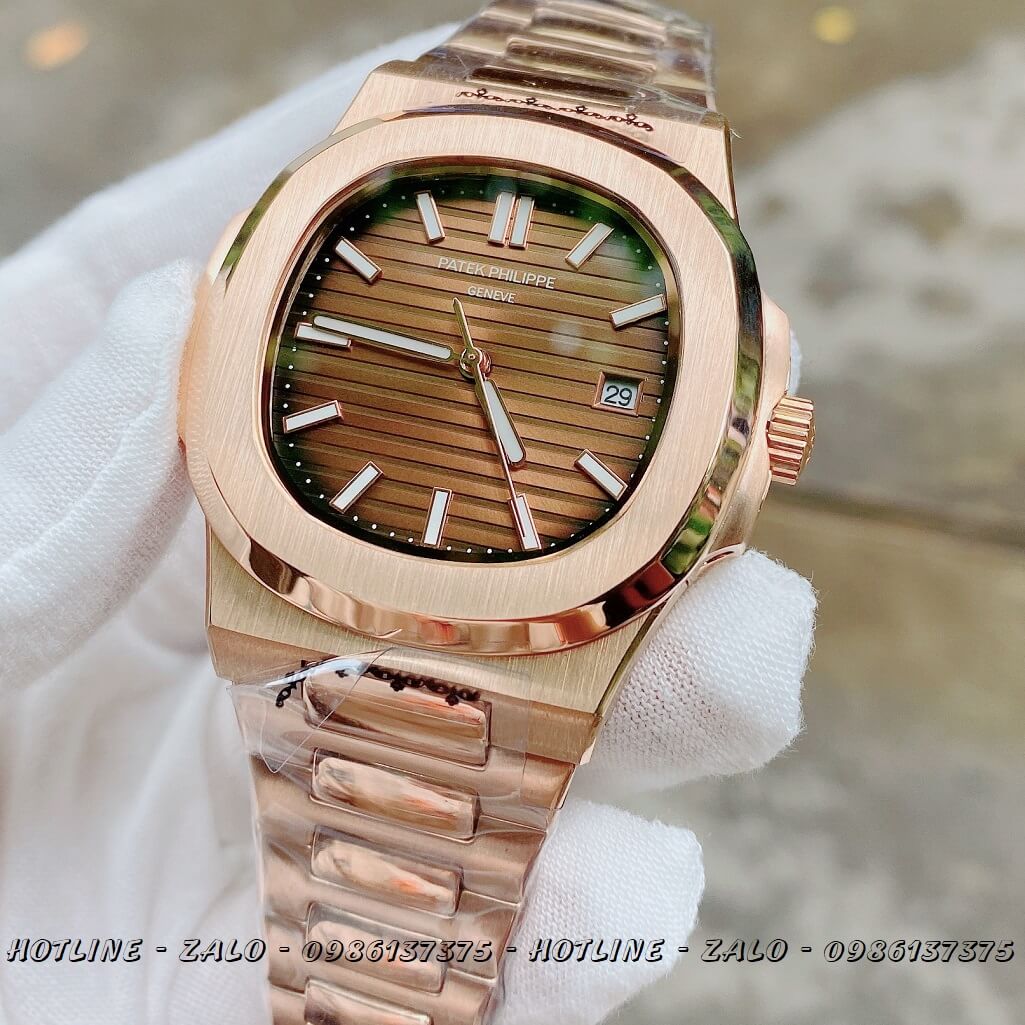 Đồng Hồ Nam Patek Philippe Automatic Rose Gold Mặt Nâu 42mm