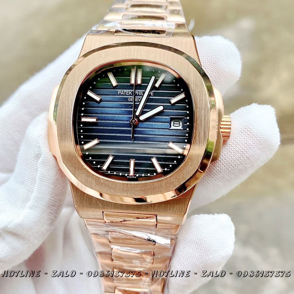 Đồng Hồ Nam Patek Philippe Automatic Rose Gold Mặt Xanh 42mm