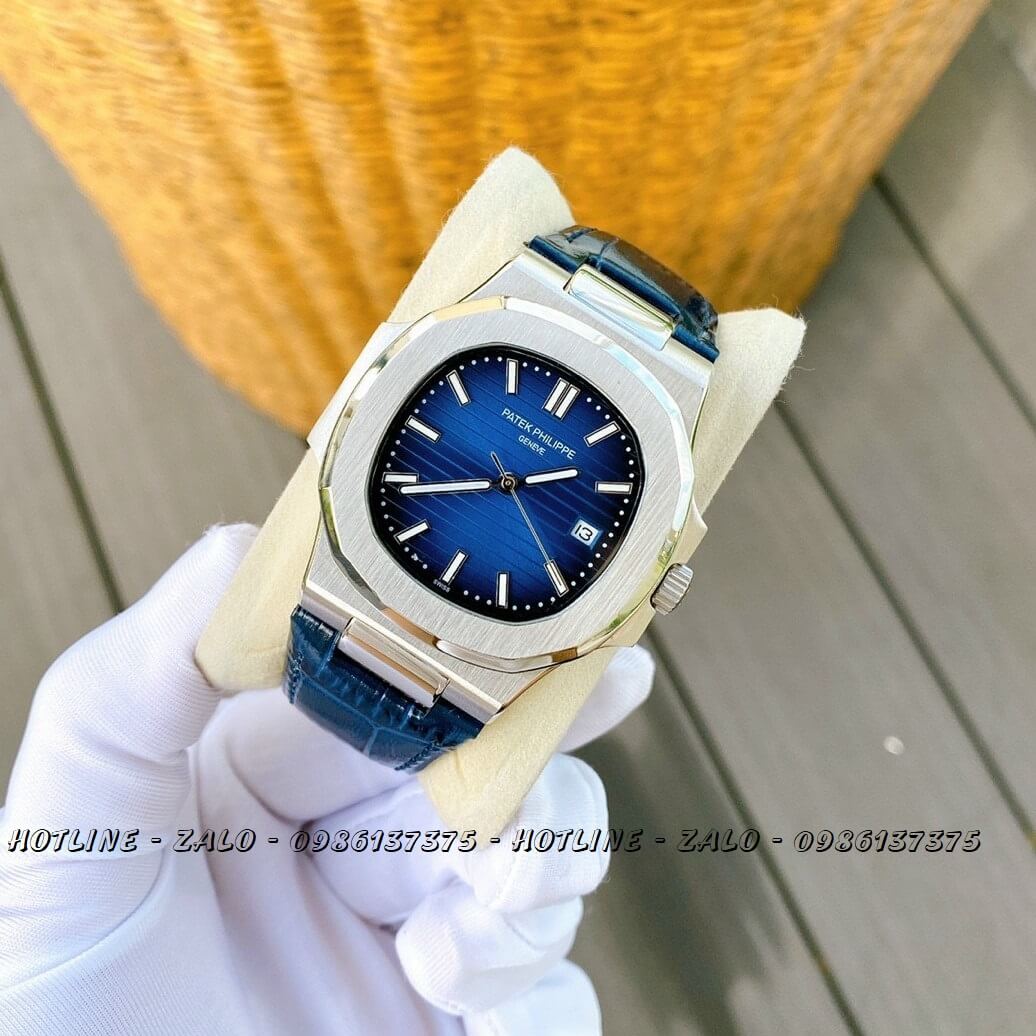 Đồng Hồ Patek Philippe Nam Automatic Dây Da Xanh 42mm