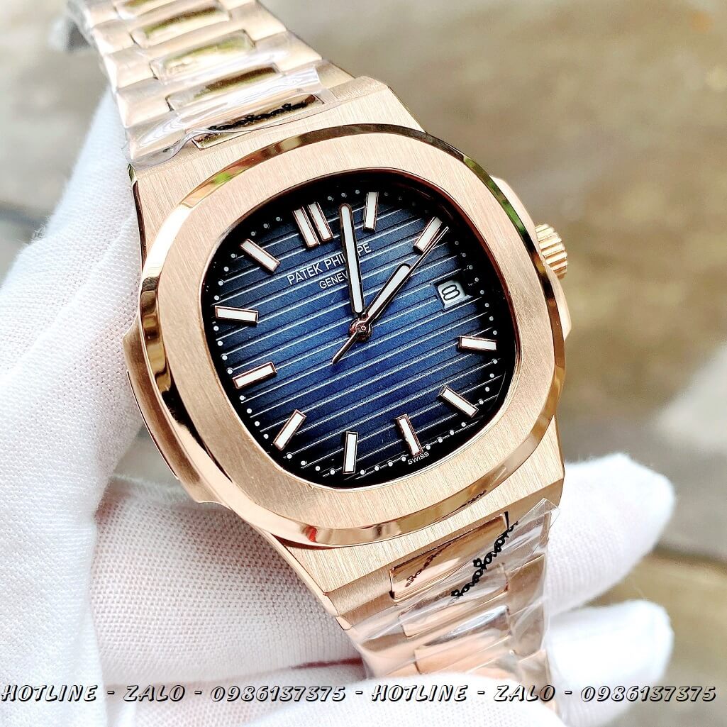 Đồng Hồ Nam Patek Philippe Automatic Rose Gold Mặt Xanh 42mm