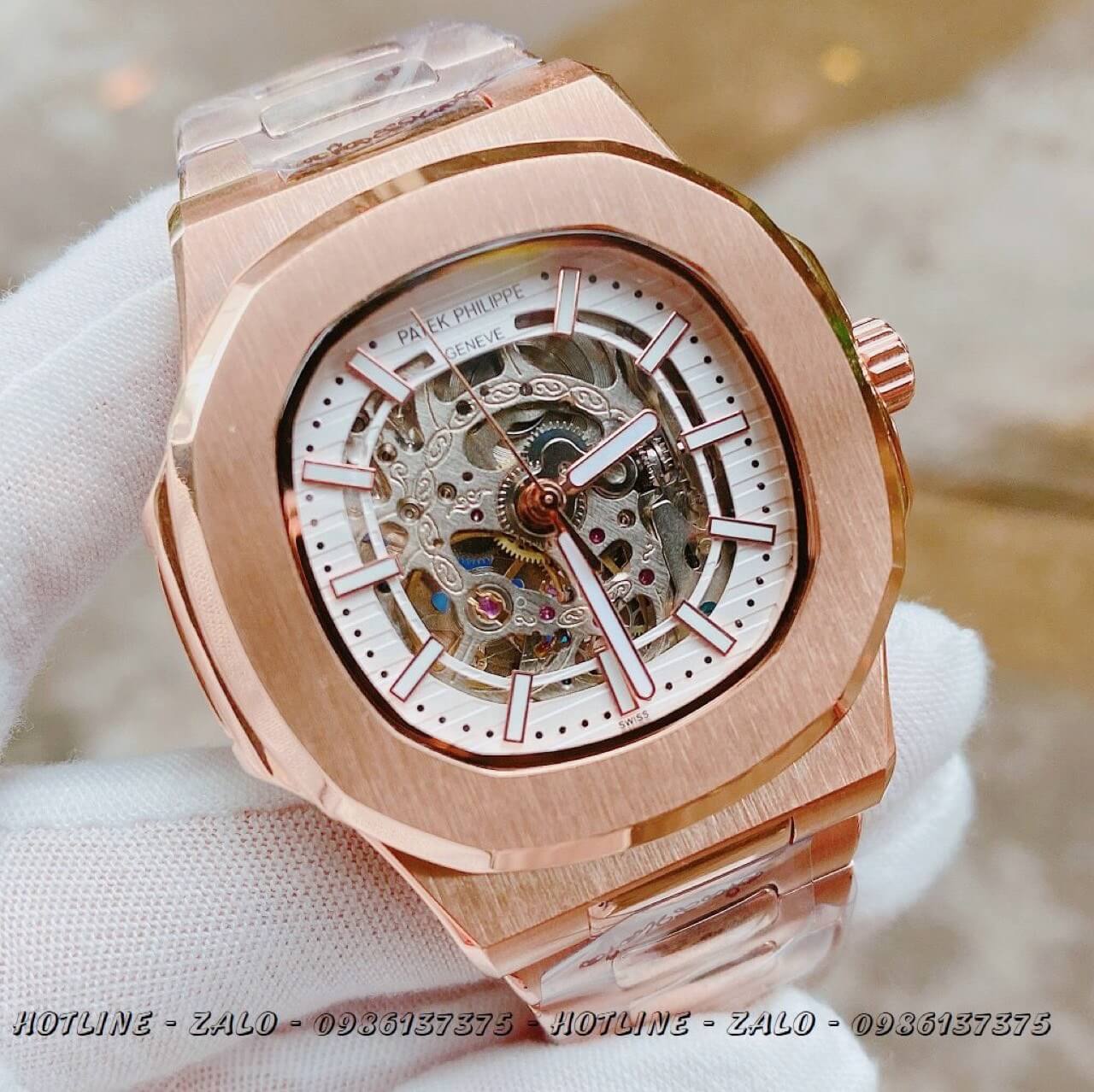 Đồng Hồ Patek Philippe Automatic Lộ Máy Rose Gold 40mm