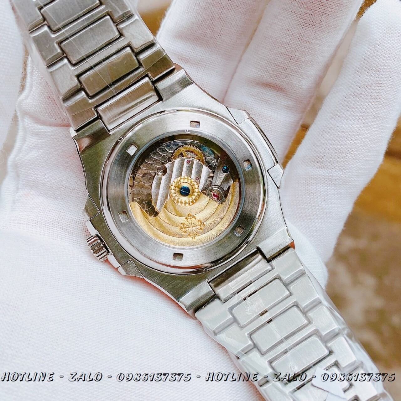 Đồng Hồ Patek Philippe Automatic Bạc Mặt Xám Đen 40mm