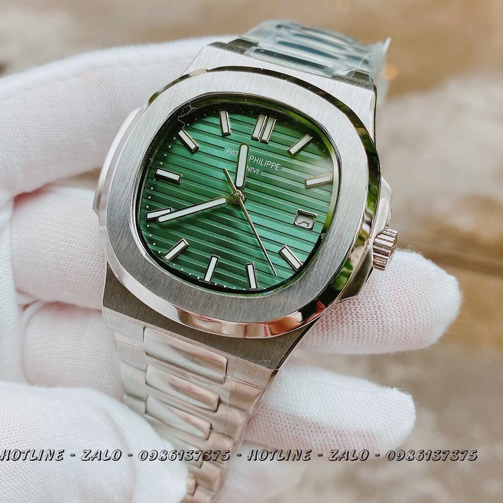 Đồng Hồ Patek Philippe Automatic Bạc Mặt Xanh Lá 40mm