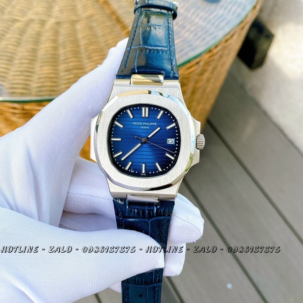 Đồng Hồ Patek Philippe Nam Automatic Dây Da Xanh 42mm