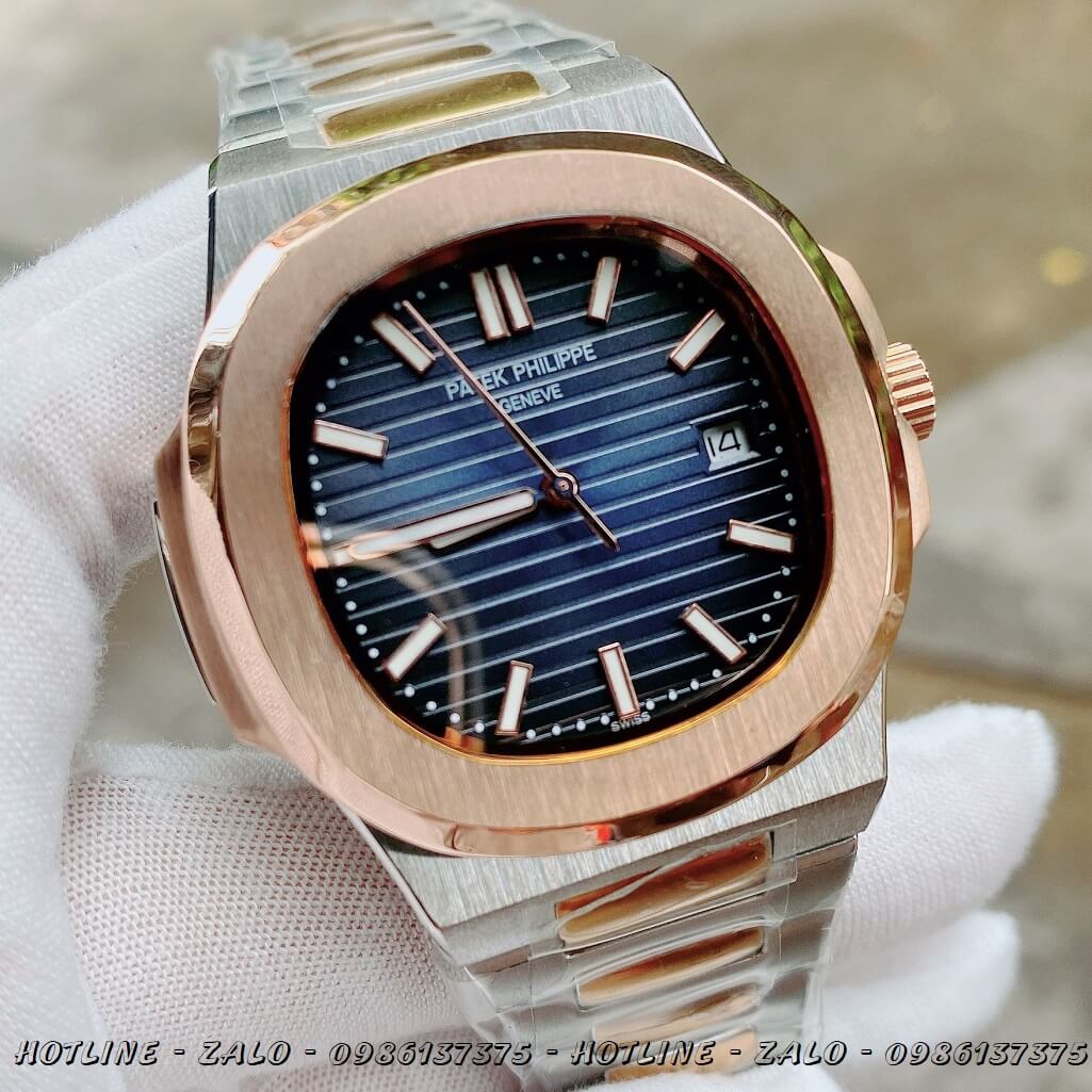 Đồng Hồ Nam Patek Philippe Automatic Demi Mặt Xanh 42mm