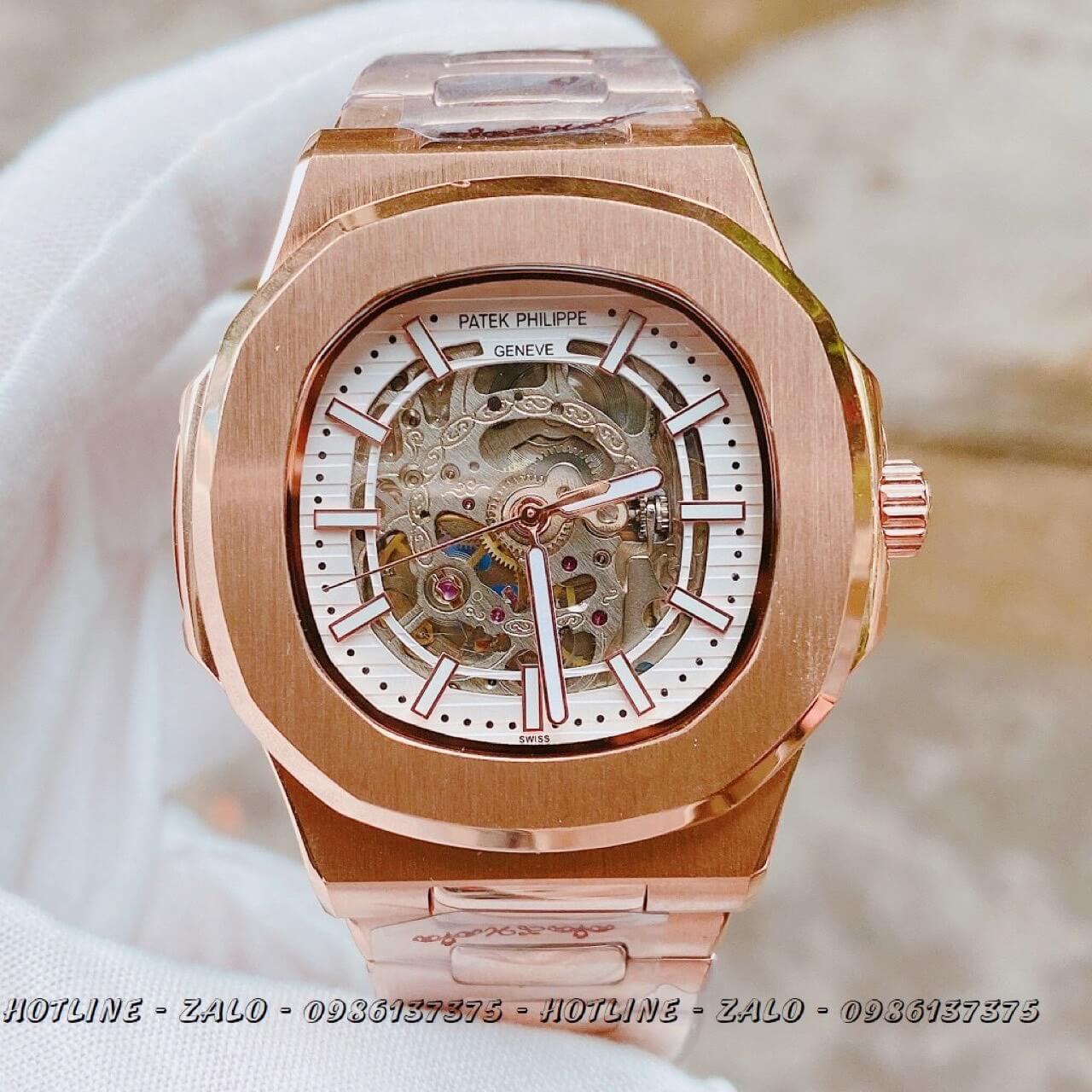 Đồng Hồ Patek Philippe Automatic Lộ Máy Rose Gold 40mm