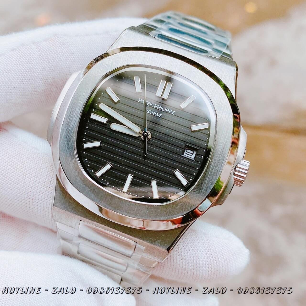 Đồng Hồ Patek Philippe Automatic Bạc Mặt Đen 40mm