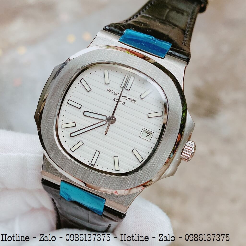 Đồng Hồ Patek Philippe Automatic Đen Mặt Trắng Silver 40mm