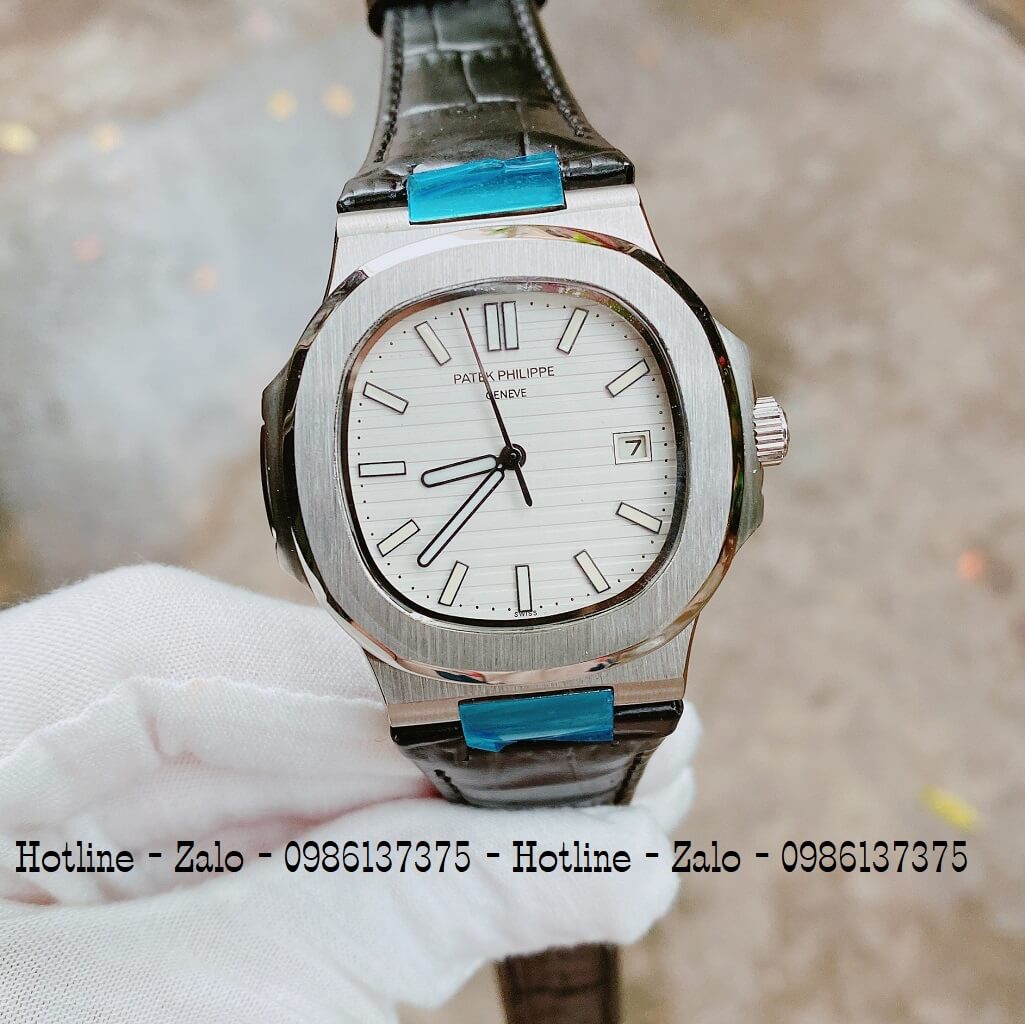 Đồng Hồ Patek Philippe Automatic Đen Mặt Trắng Silver 40mm