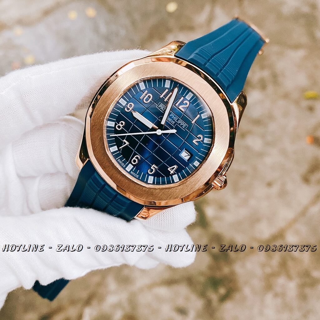 Đồng Hồ Patek Philippe Automatic Silicon Xanh Rose Gold 40mm