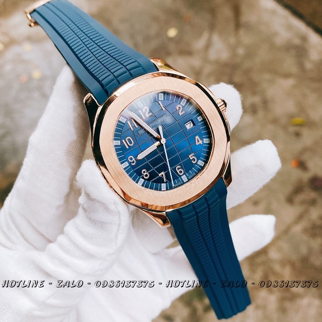 Đồng Hồ Patek Philippe Automatic Silicon Xanh Rose Gold 40mm