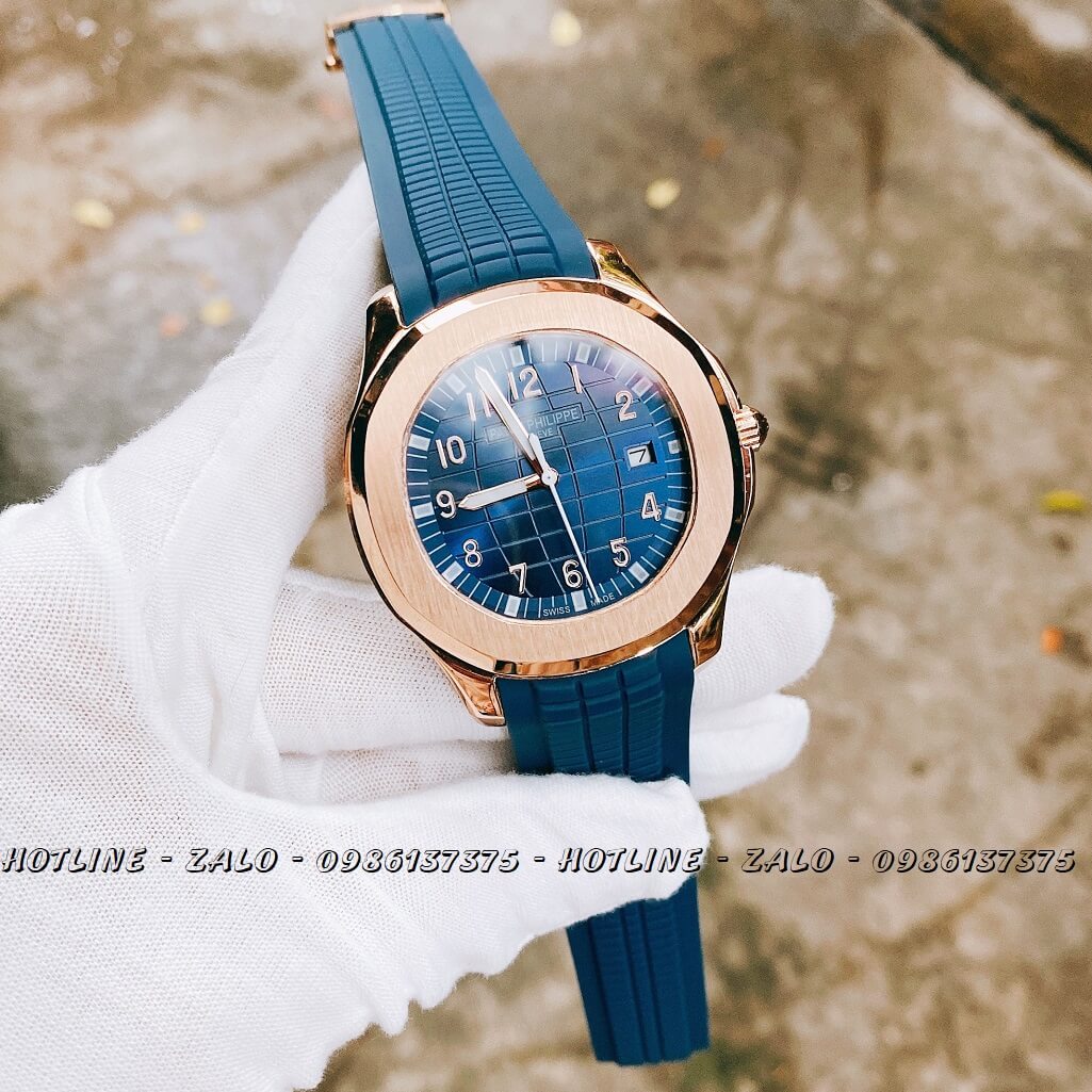 Đồng Hồ Patek Philippe Automatic Silicon Xanh Rose Gold 40mm