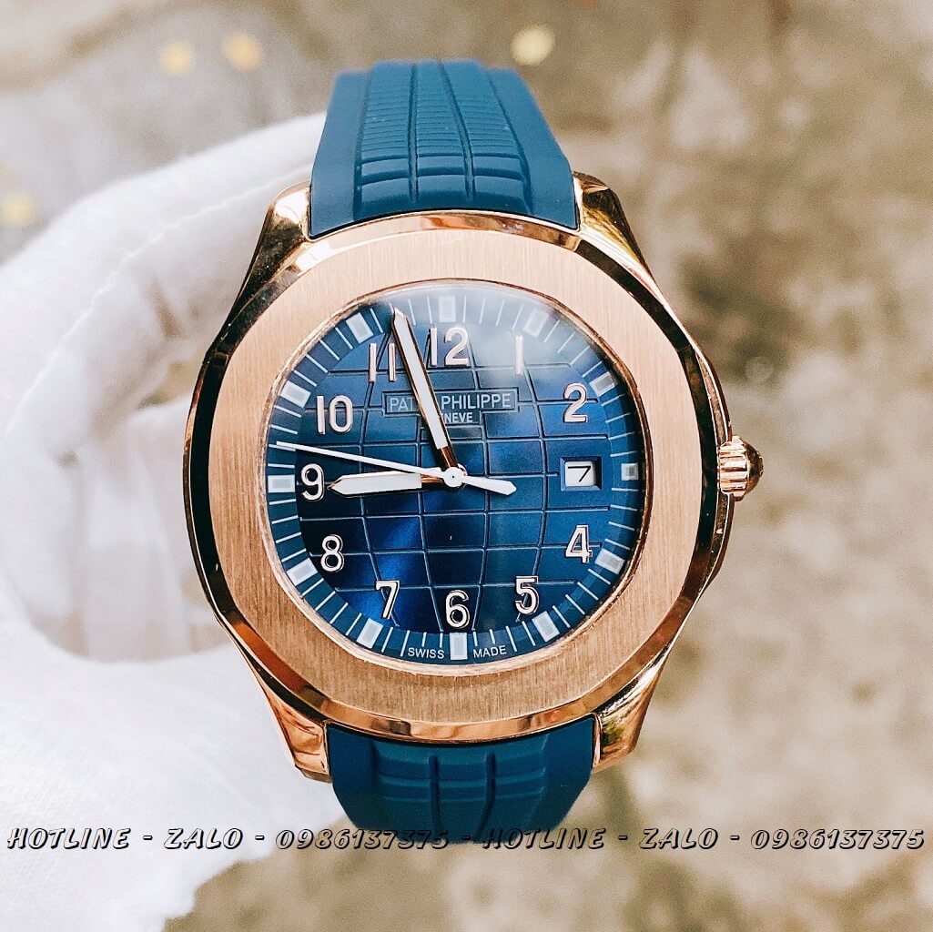 Đồng Hồ Nam Patek Philippe Automatic Silicon Xanh Rose Gold 40mm