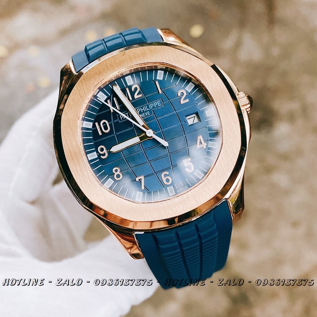 Đồng Hồ Patek Philippe Automatic Silicon Xanh Rose Gold 40mm