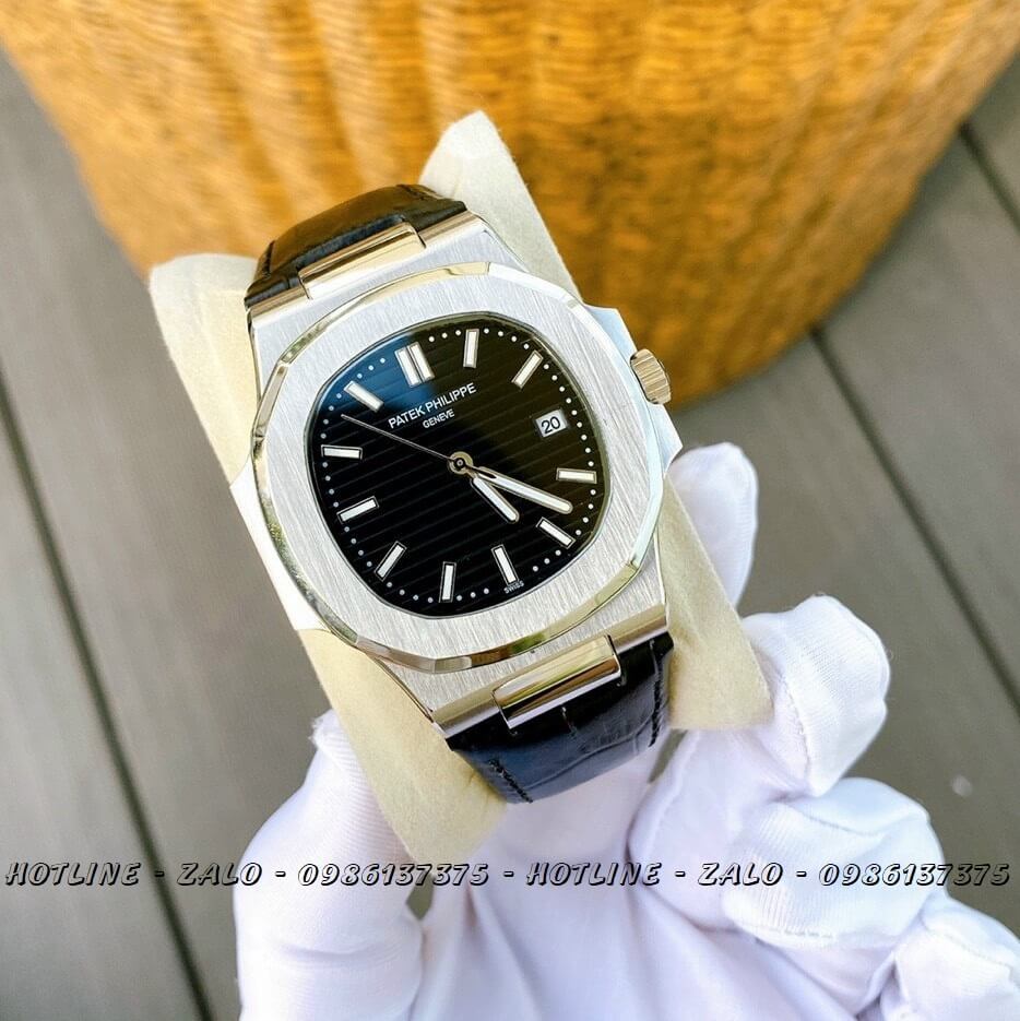 Đồng Hồ Patek Philippe Nam Automatic Dây Da Đen 42mm