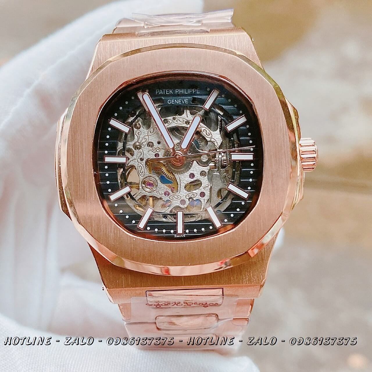 Đồng Hồ Patek Philippe Automatic Lộ Máy Rose Gold 40mm
