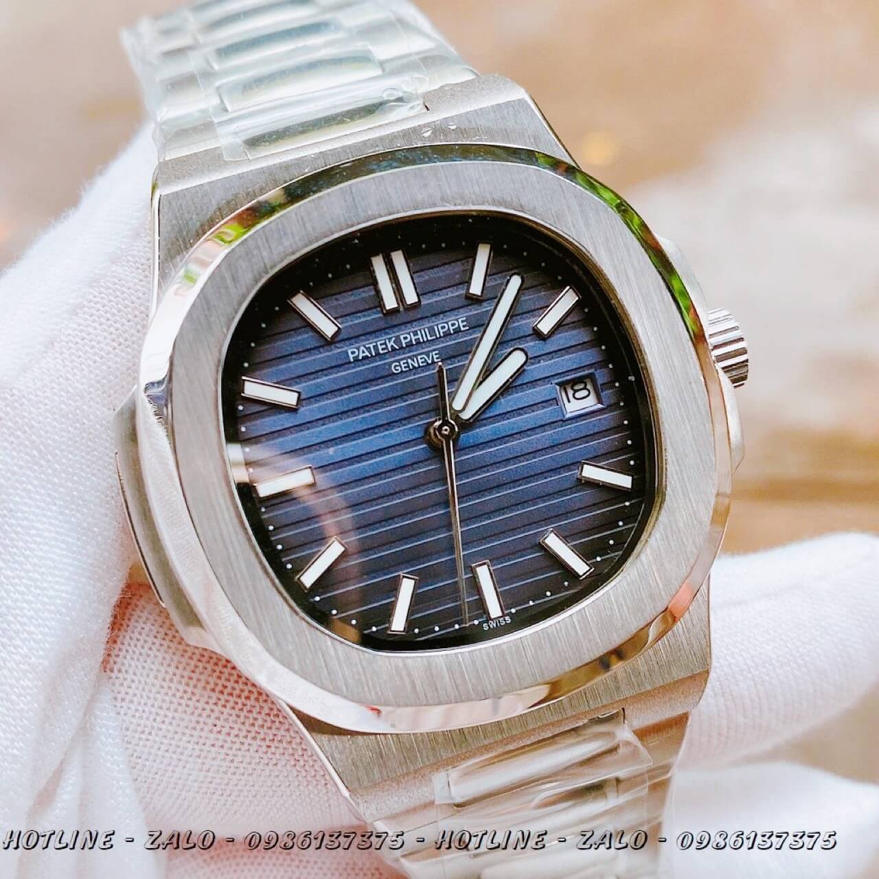 Đồng Hồ Patek Philippe Automatic Bạc Mặt Xanh 40mm