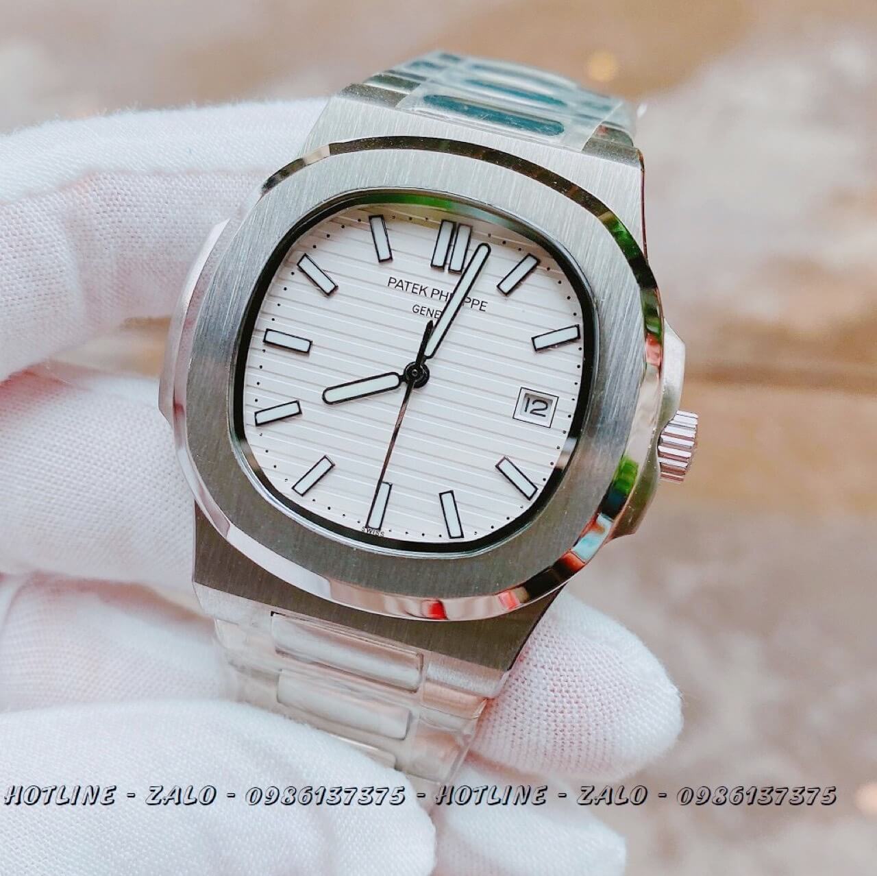 Đồng Hồ Patek Philippe Automatic Bạc Mặt Trắng 40mm