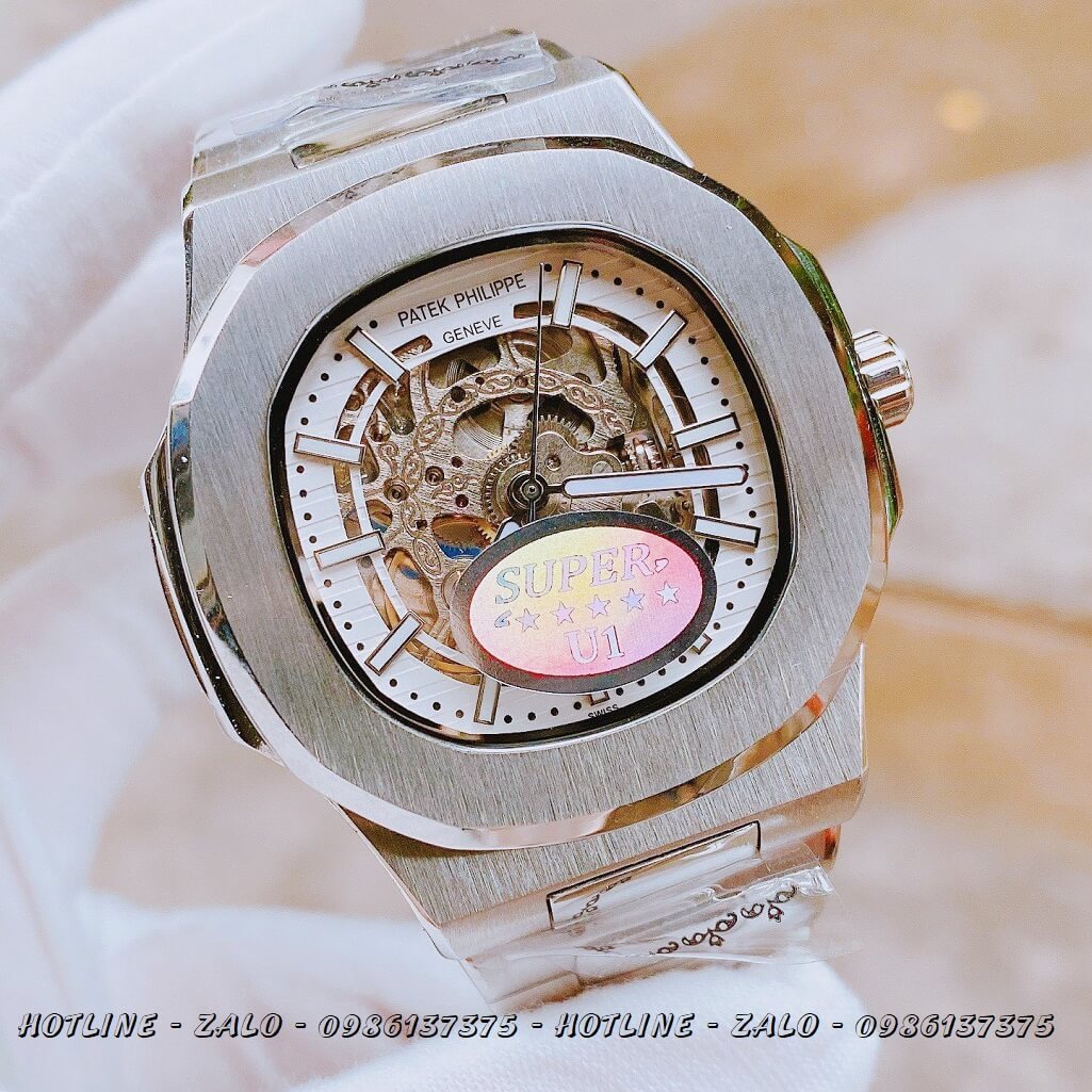 Đồng Hồ Nam Patek Philippe Automatic Lộ Máy Silver 40mm