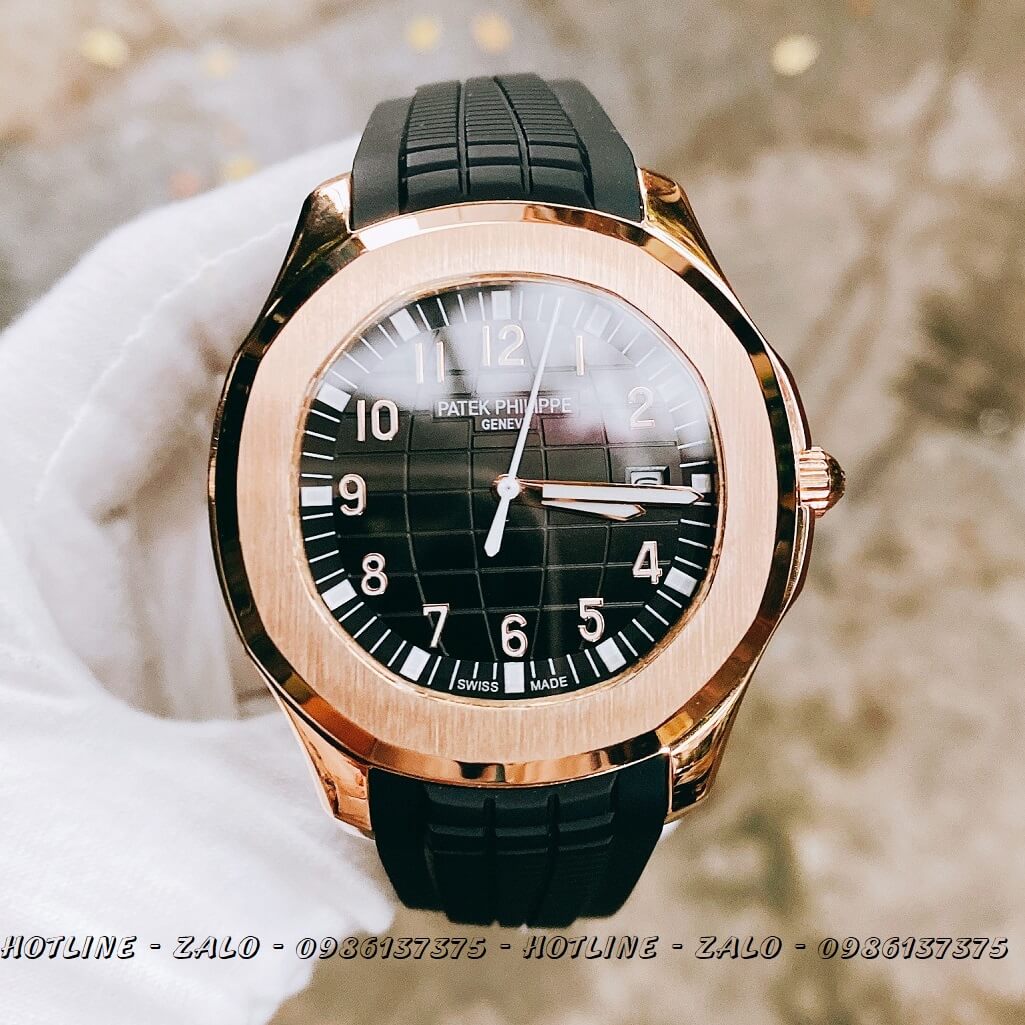 Đồng Hồ Nam Patek Philippe Automatic Silicon Đen Rose Gold 40mm