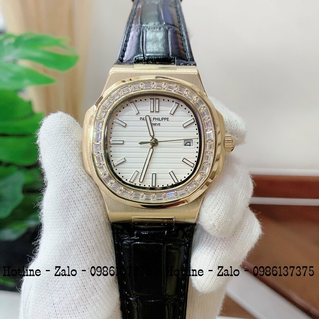 Đồng Hồ Patek Philippe Automatic Nam Đính Đá 40mm Đen Gold