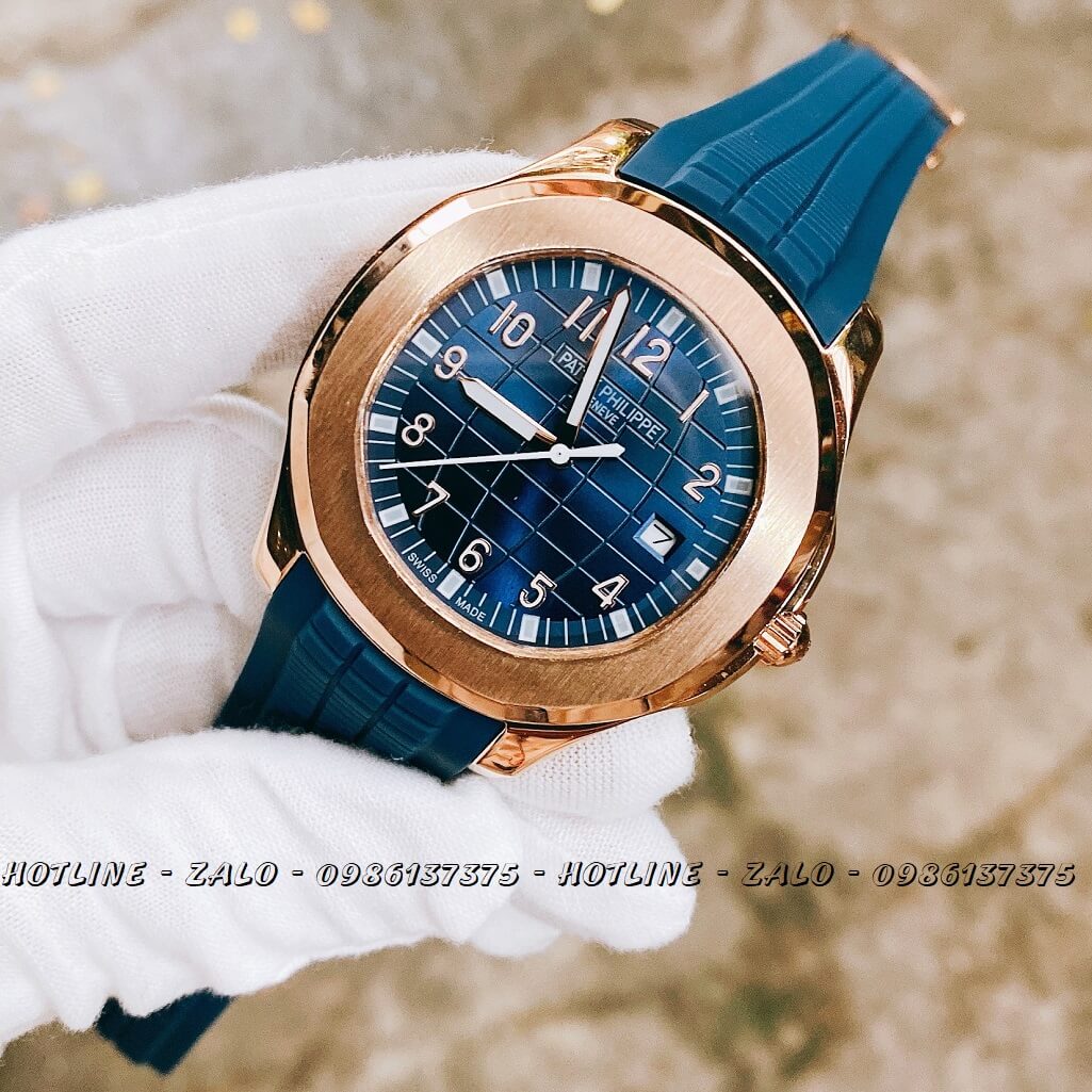 Đồng Hồ Patek Philippe Automatic Silicon Xanh Rose Gold 40mm