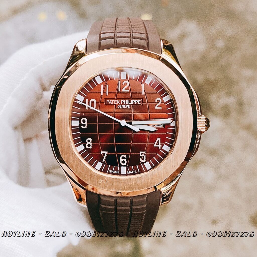 Đồng Hồ Nam Patek Philippe Automatic Silicon Nâu Rose Gold 40mm