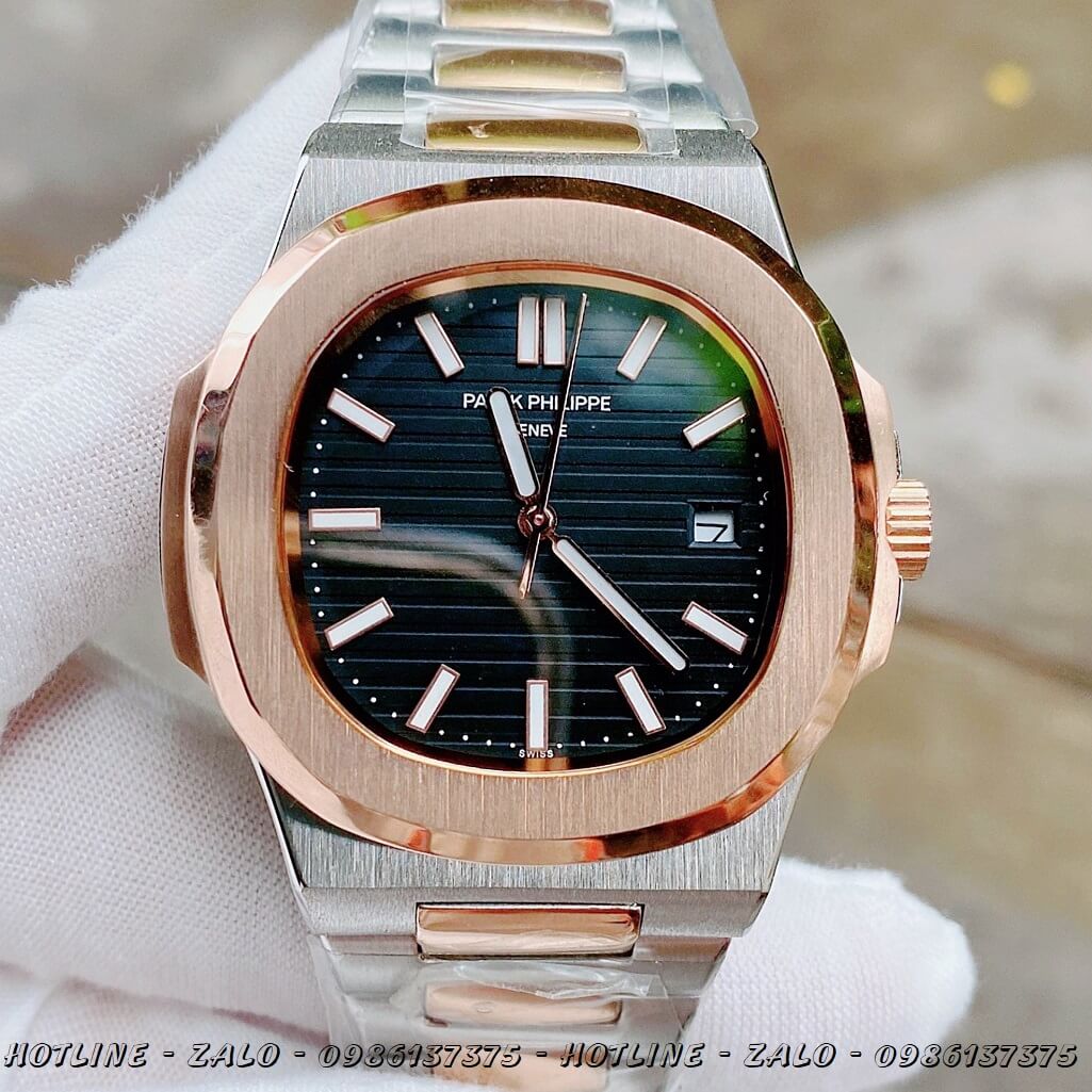 Đồng Hồ Nam Patek Philippe Automatic Demi Mặt Đen 40mm