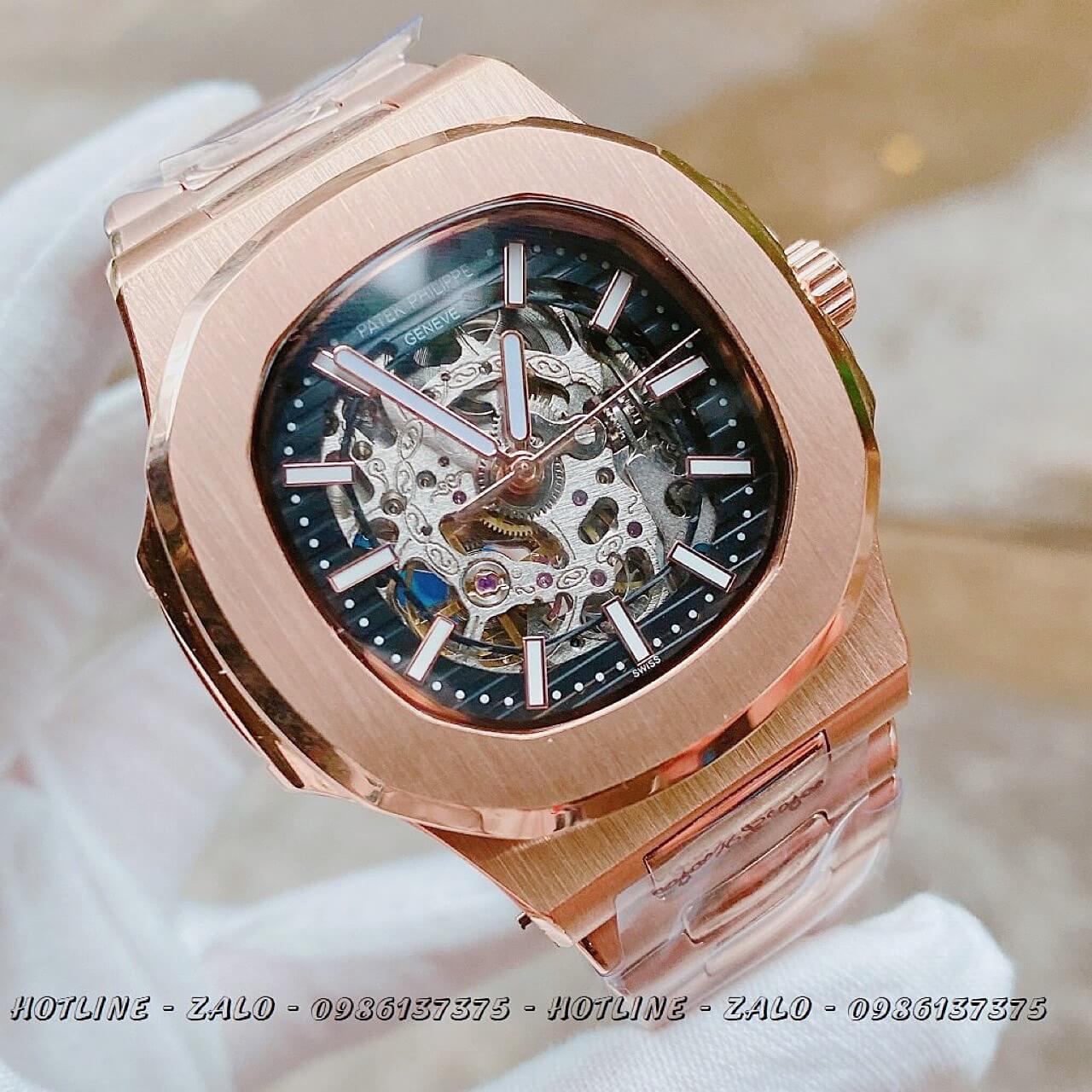 Đồng Hồ Patek Philippe Automatic Lộ Máy Rose Gold 40mm