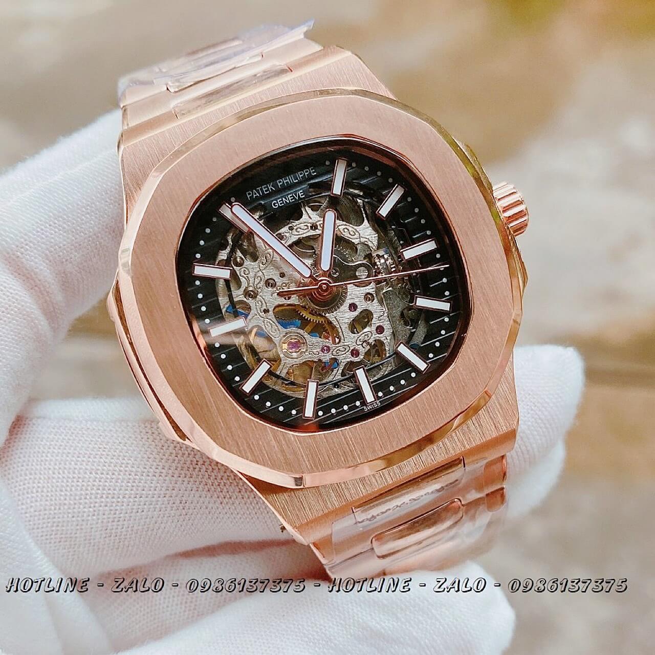 Đồng Hồ Patek Philippe Automatic Lộ Máy Rose Gold 40mm