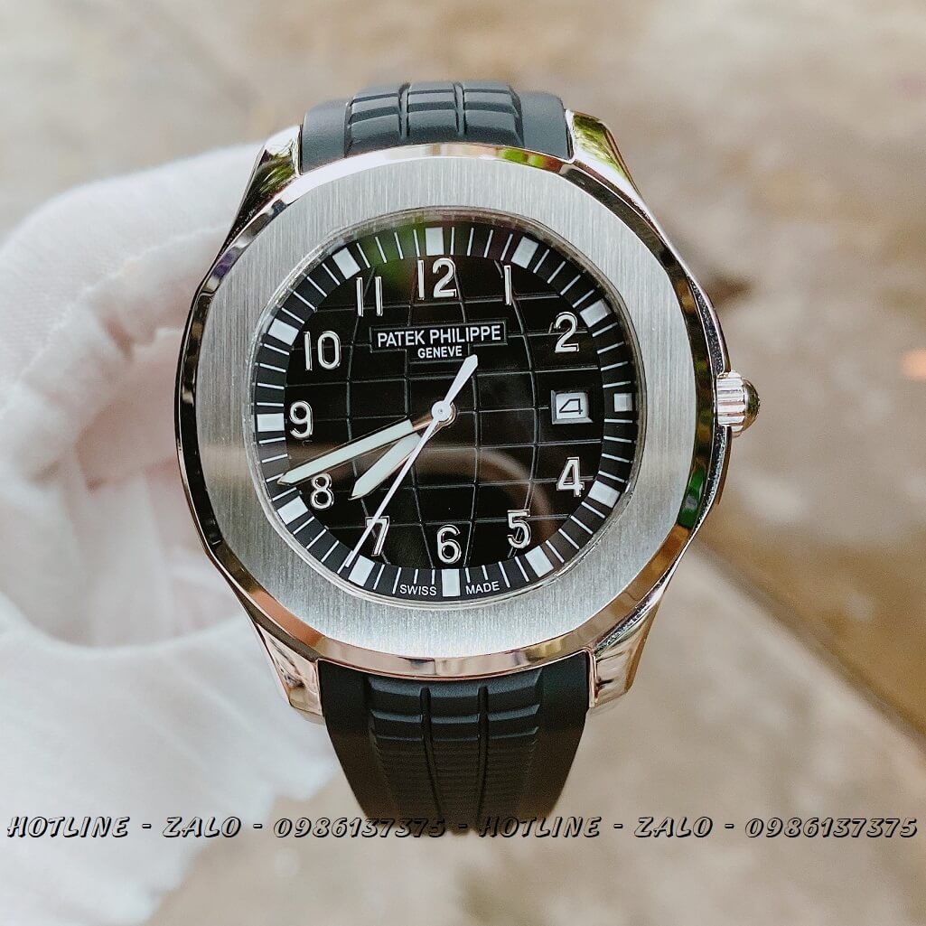 Đồng Hồ Nam Patek Philippe Automatic Silicon Đen Silver 40mm