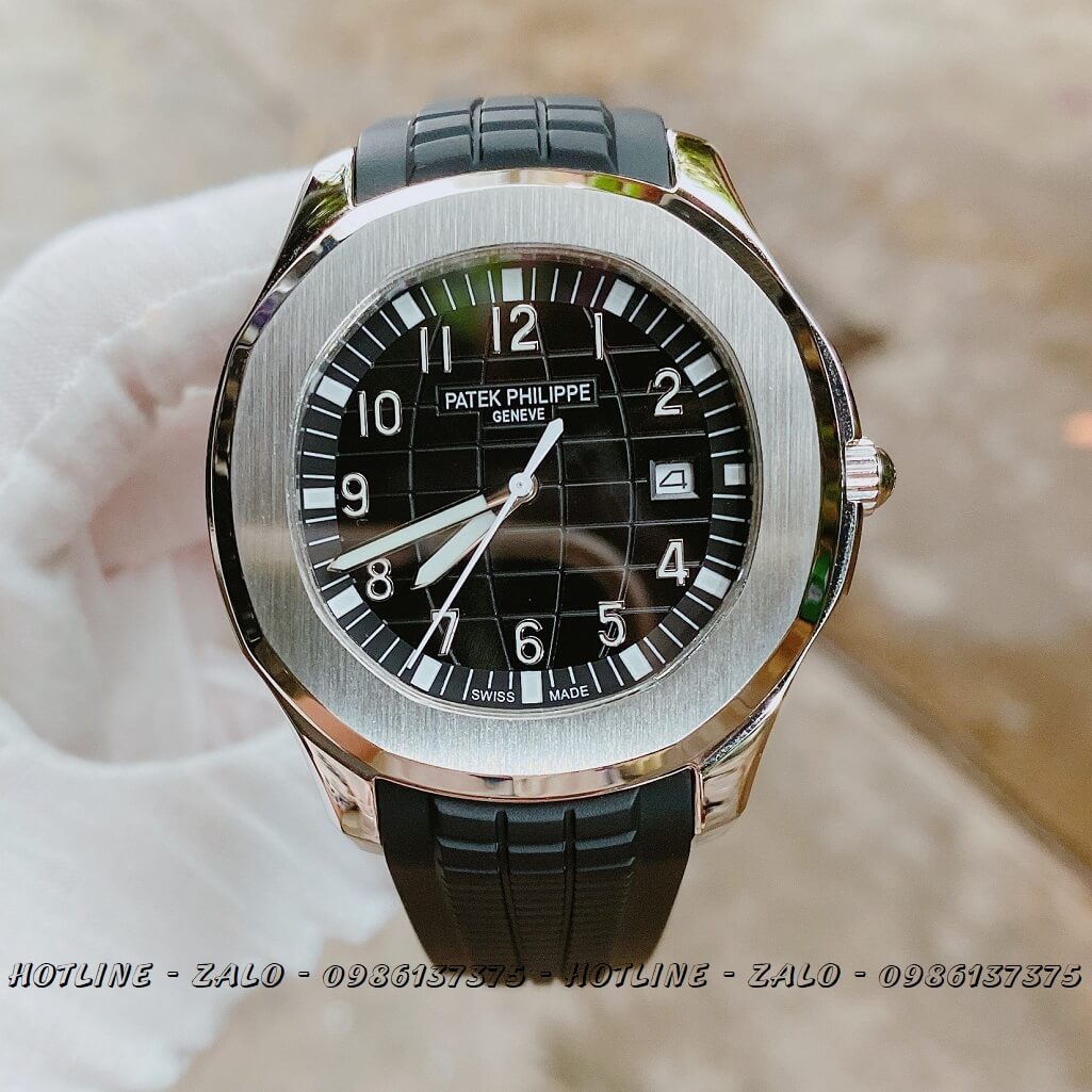 Đồng Hồ Nam Patek Philippe Automatic Silicon Đen Silver 40mm