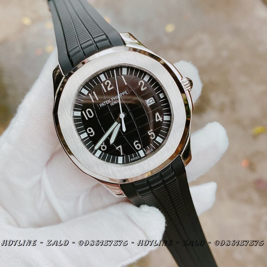 Đồng Hồ Nam Patek Philippe Automatic Silicon Đen Silver 42mm