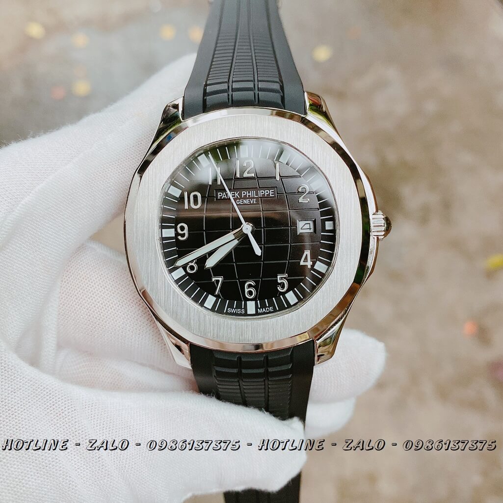 Đồng Hồ Nam Patek Philippe Automatic Silicon Đen Silver 42mm