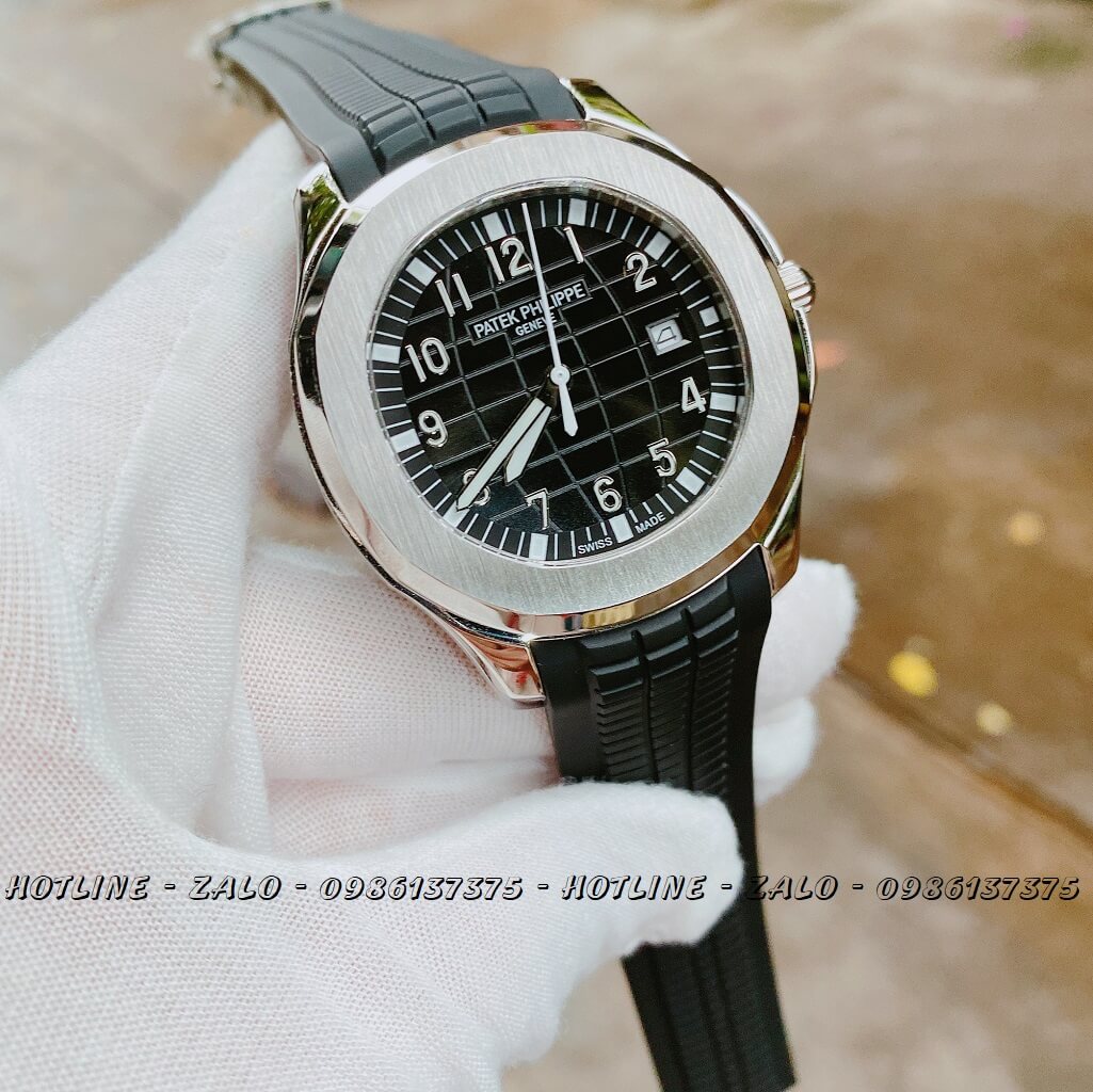 Đồng Hồ Nam Patek Philippe Automatic Silicon Đen Silver 42mm