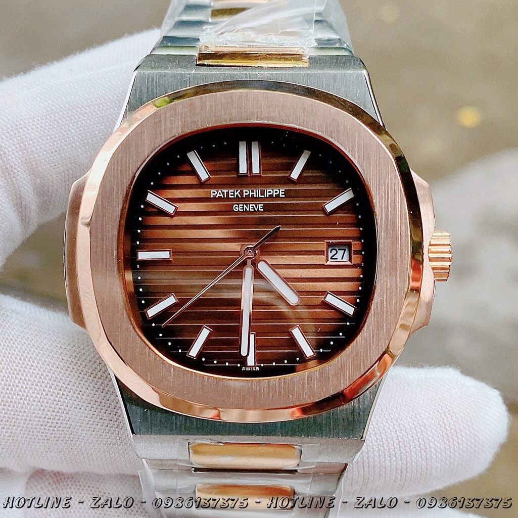 Đồng Hồ Nam Patek Philippe Automatic Demi Mặt Nâu 40mm