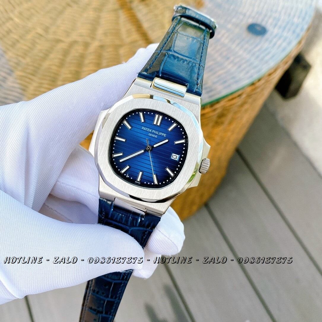 Đồng Hồ Patek Philippe Nam Automatic Dây Da Xanh 42mm