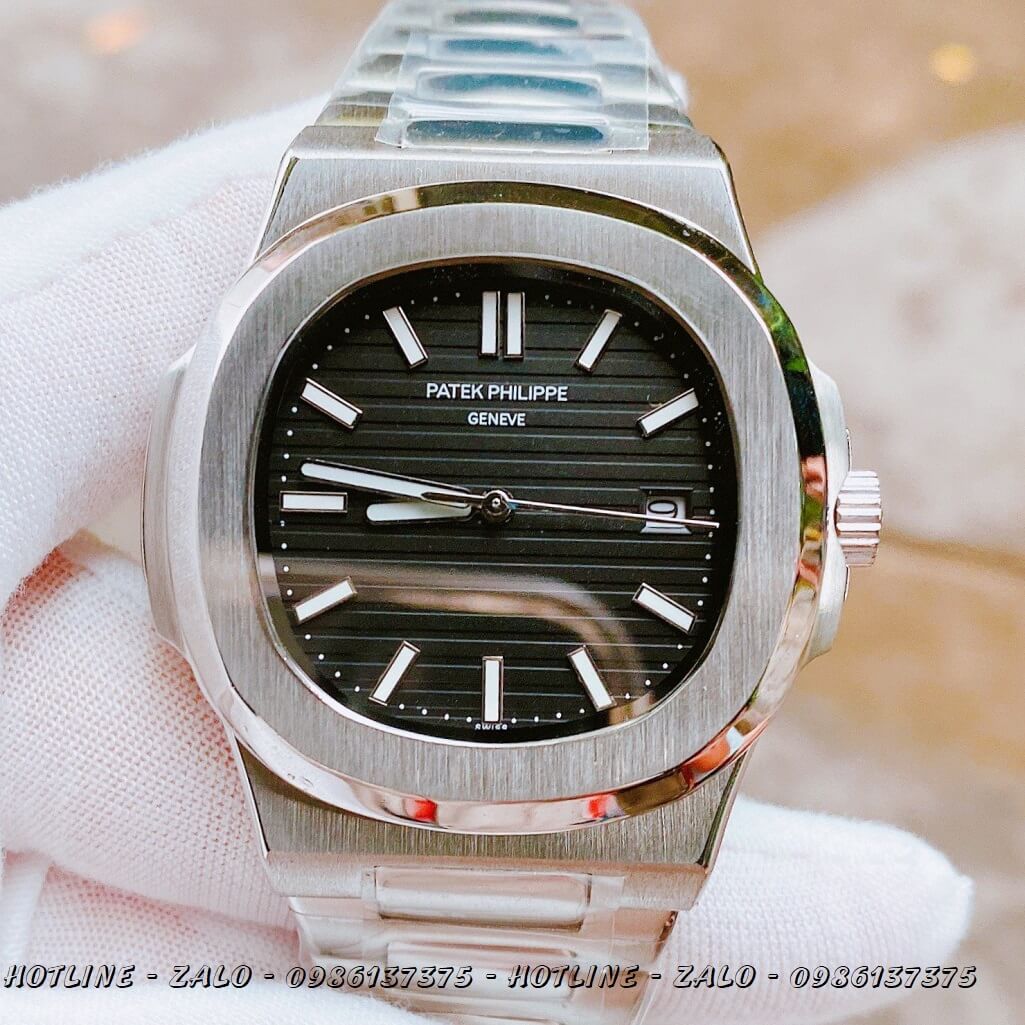 Đồng Hồ Patek Philippe Automatic Bạc Mặt Đen 40mm