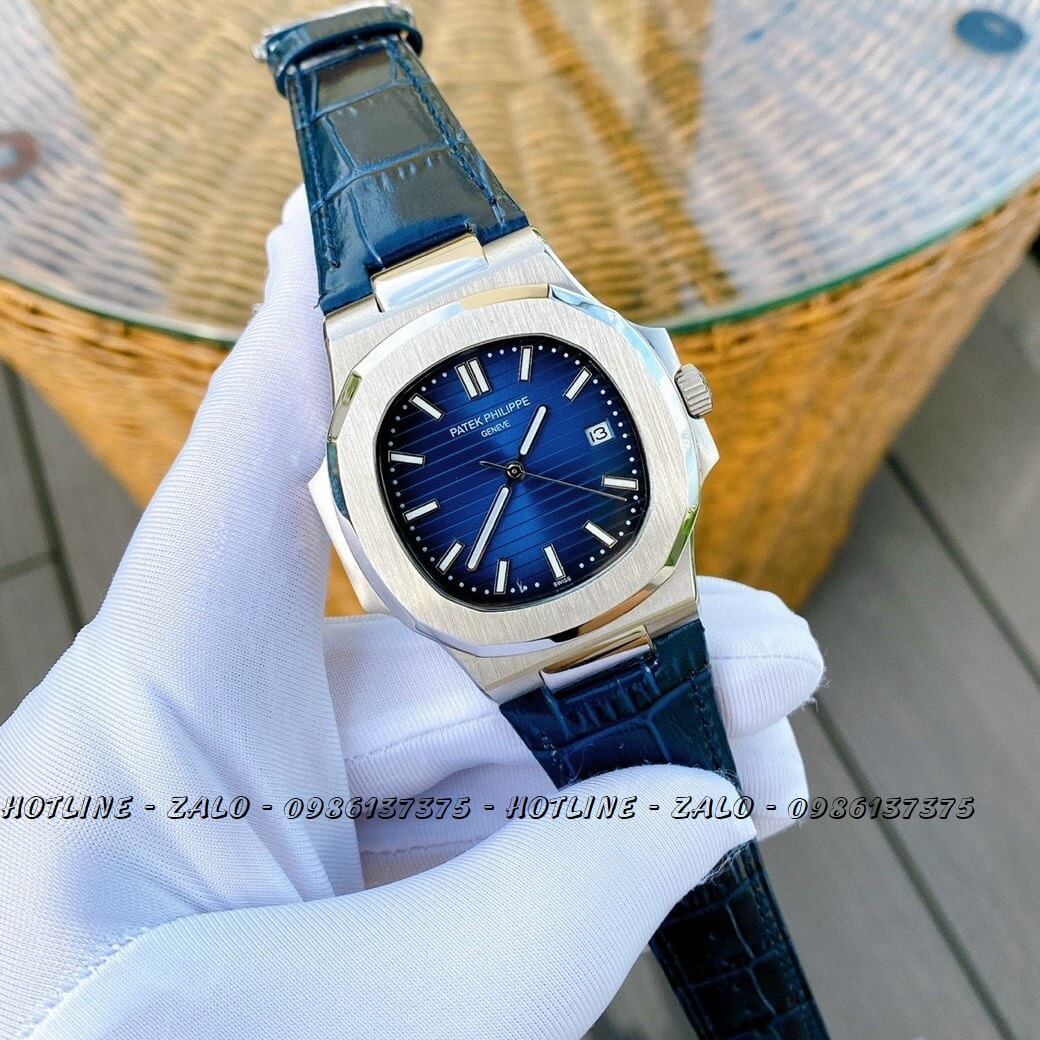 Đồng Hồ Patek Philippe Nam Automatic Dây Da Xanh 42mm