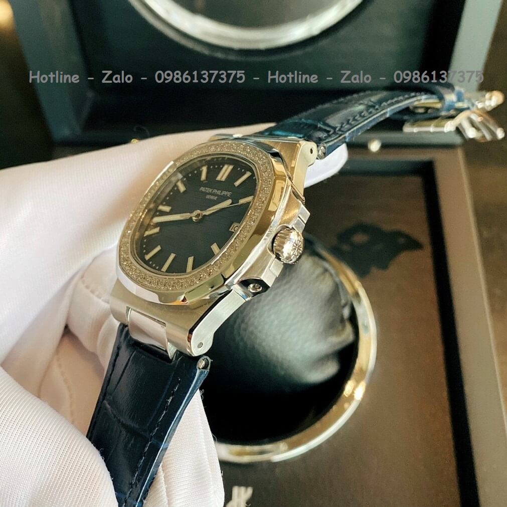 Đồng Hồ Patek Philippe Automatic Nam Dây Da Xanh