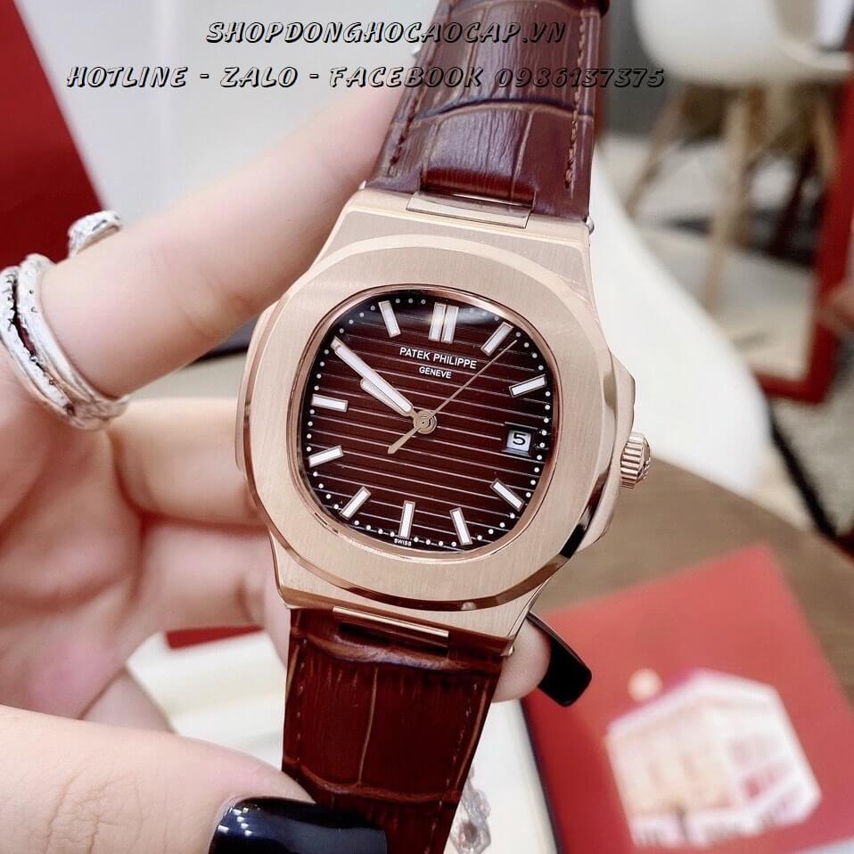 Đồng Hồ Patek Philippe Nam Automatic Da Nâu 40mm