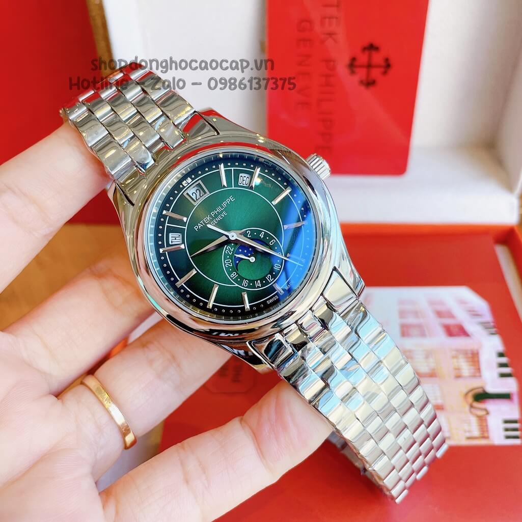 Đồng Hồ Patek Philippe Nam Cơ Tự Động Dây Thép Silver Mặt Xanh 40mm