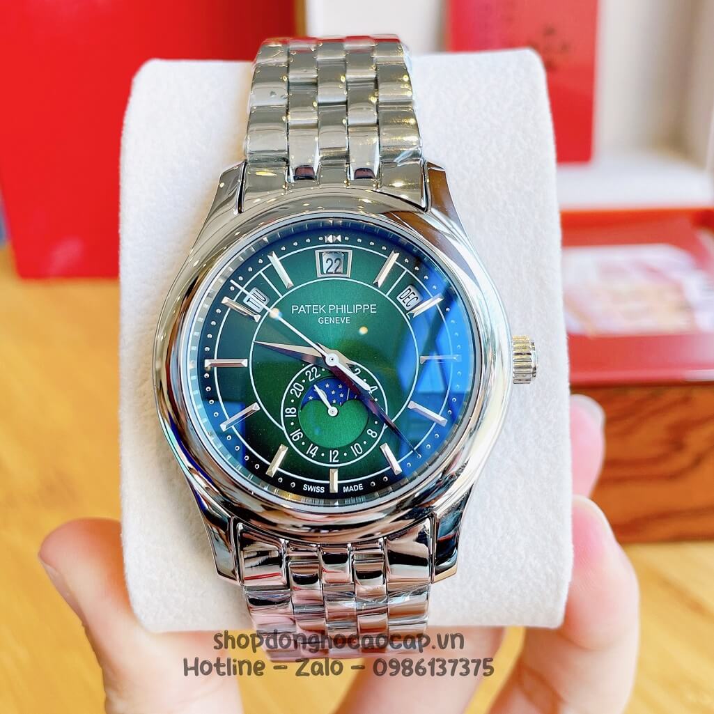 Đồng Hồ Patek Philippe Nam Cơ Tự Động Dây Thép Silver Mặt Xanh 40mm