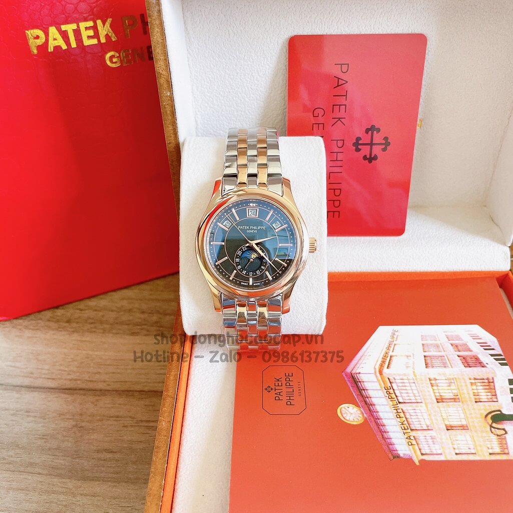 Đồng Hồ Patek Philippe Nam Cơ Tự Động Dây Thép Demi Mặt Đen Ombre 40mm