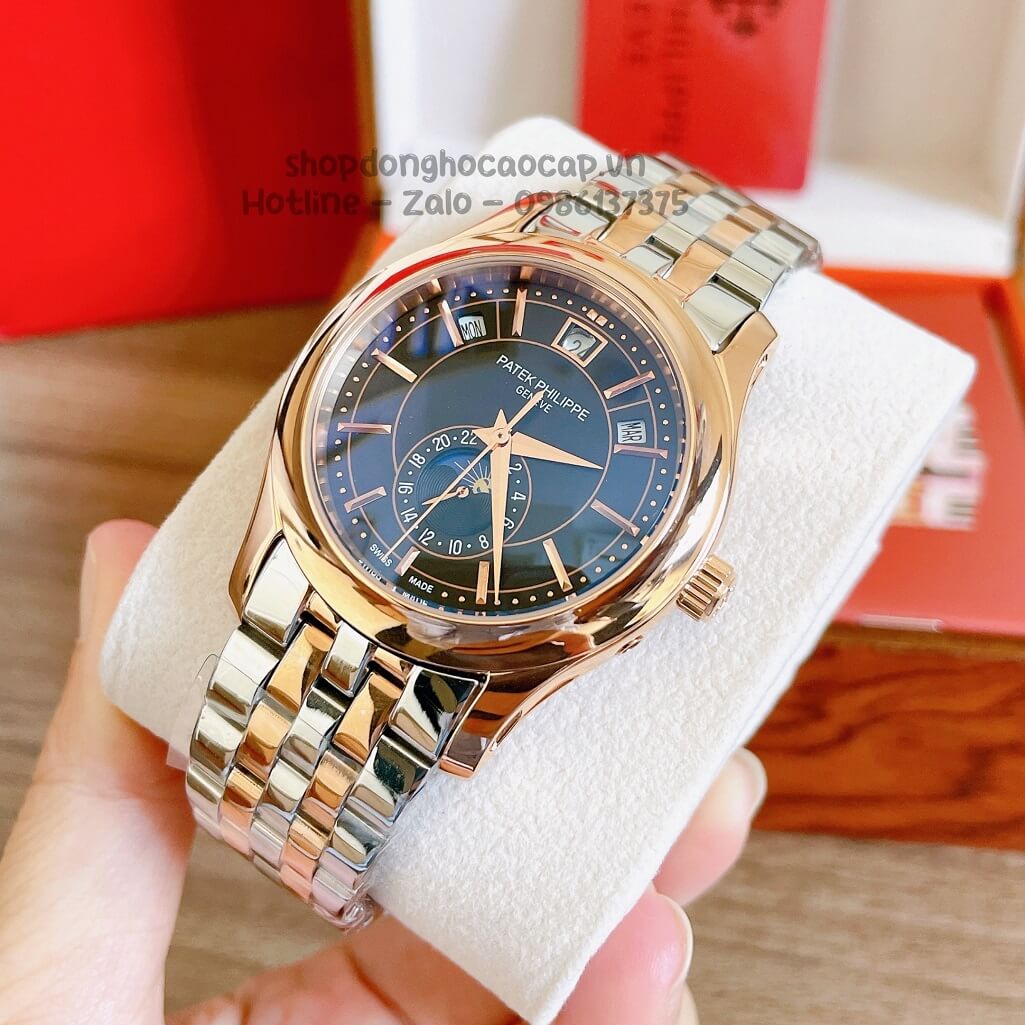 Đồng Hồ Patek Philippe Nam Cơ Tự Động Dây Thép Demi Mặt Đen Ombre 40mm